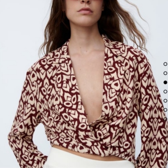 Zara tribal print wrap blouse - Picture 2 of 2